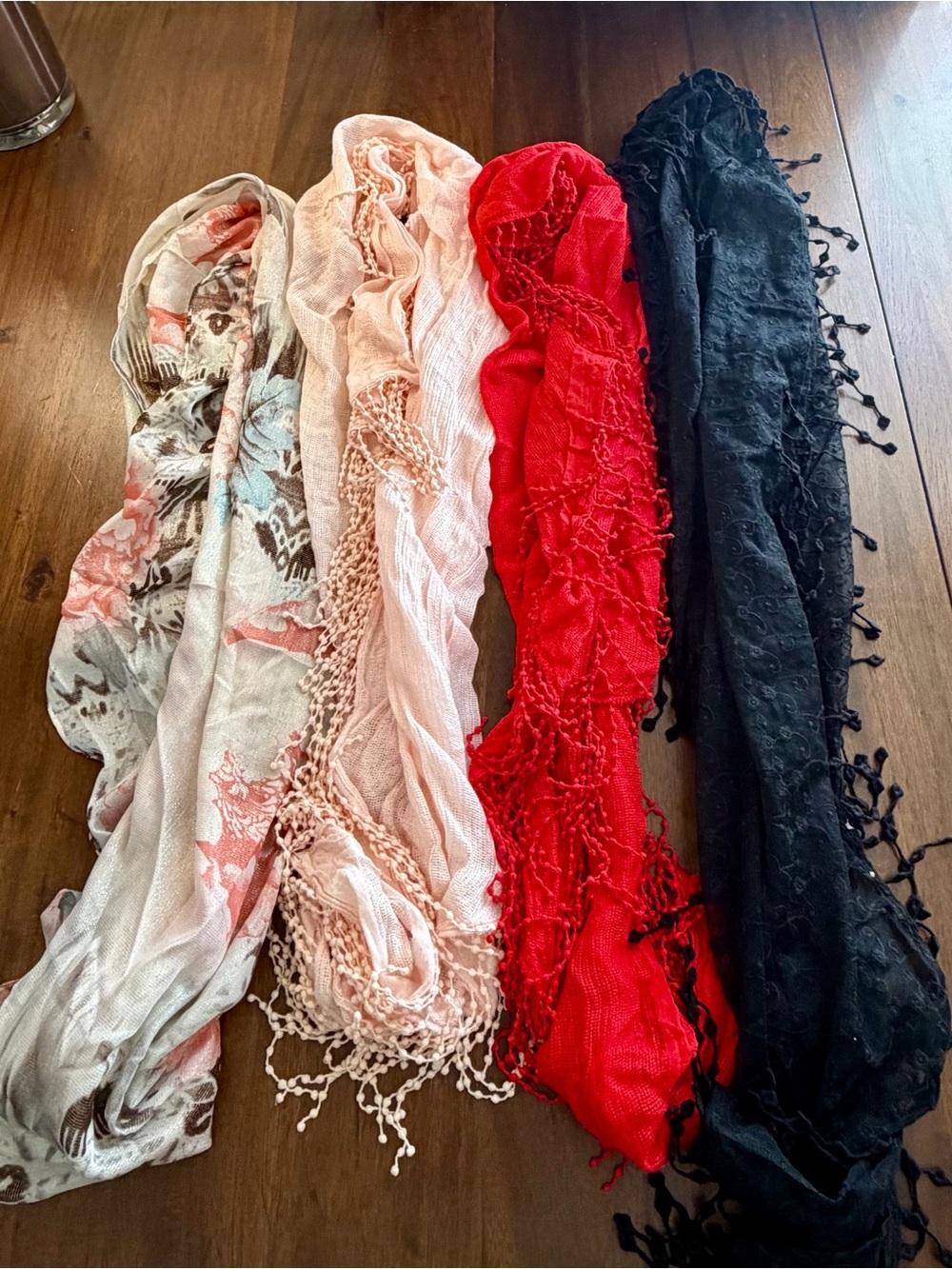 Chicos Assorted Lightweight Fashion Scarves - Pink, Red, Black